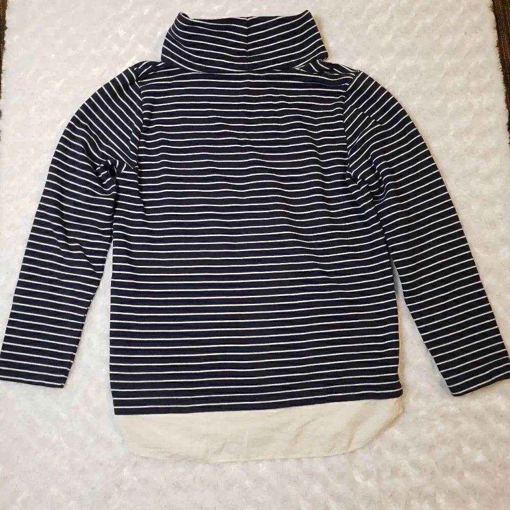 J Crew Mercantile size medium blue and white striped cowlneck sweater